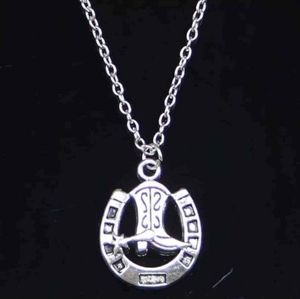 Sterling silver Horse shoe boots necklace cowgirl pendant